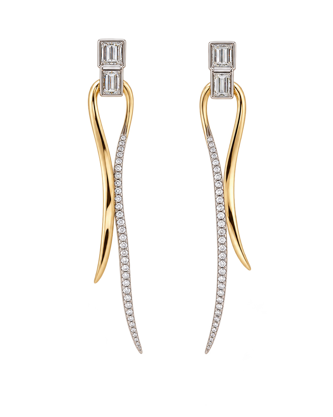 Brinco Duo Cristal em dourado e cristais